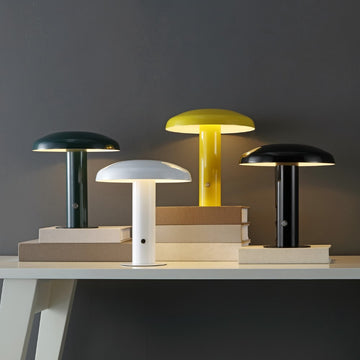 Suillius 11" Contemporary Bohemian Rechargeable/Cordless Iron Integrated LED Mushroom Table Lamp - JONATHAN Y